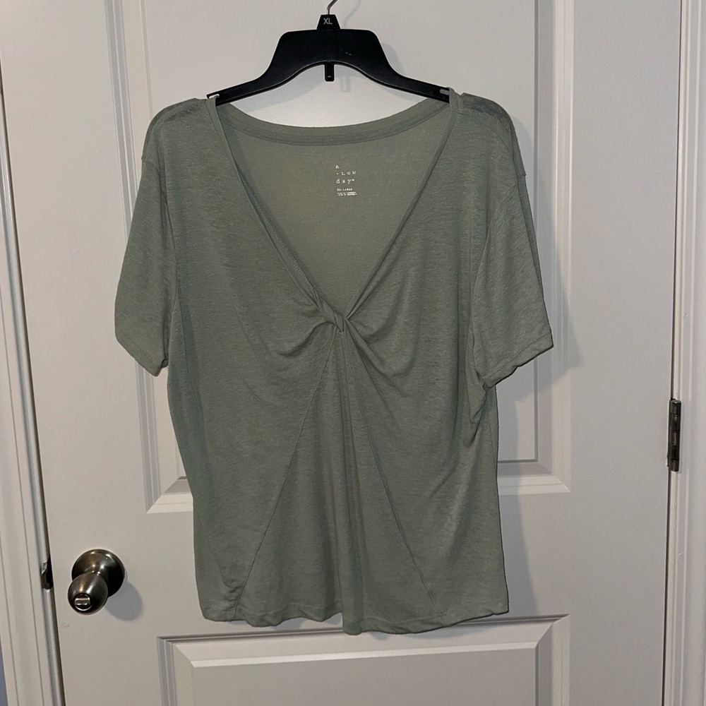 A New Day Fitted Twist-Front Teal Top